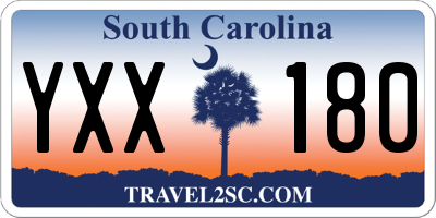SC license plate YXX180