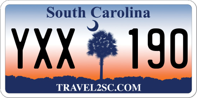 SC license plate YXX190