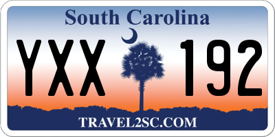 SC license plate YXX192