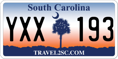 SC license plate YXX193