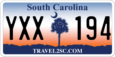 SC license plate YXX194