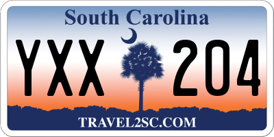 SC license plate YXX204