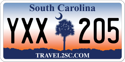 SC license plate YXX205