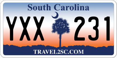 SC license plate YXX231