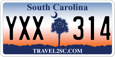SC license plate YXX314