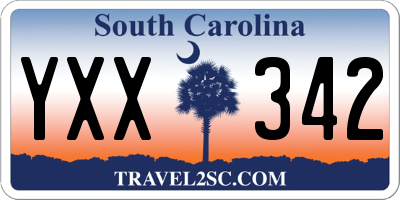 SC license plate YXX342