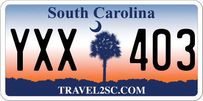 SC license plate YXX403