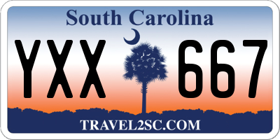 SC license plate YXX667