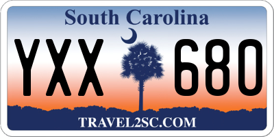 SC license plate YXX680