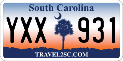 SC license plate YXX931