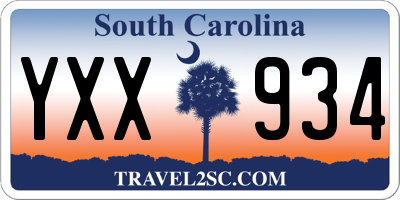 SC license plate YXX934