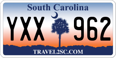 SC license plate YXX962