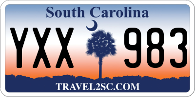 SC license plate YXX983