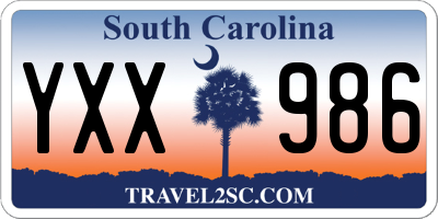 SC license plate YXX986