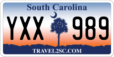 SC license plate YXX989