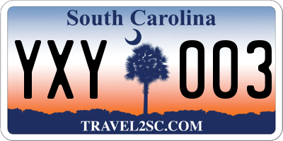 SC license plate YXY003