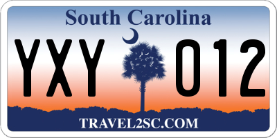 SC license plate YXY012