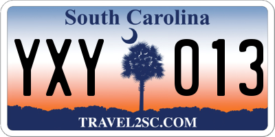 SC license plate YXY013