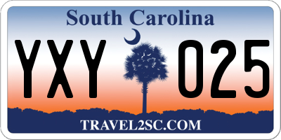 SC license plate YXY025