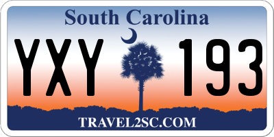 SC license plate YXY193