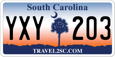 SC license plate YXY203