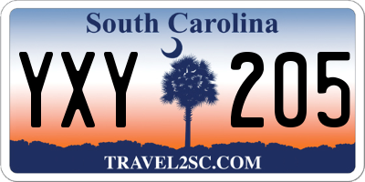 SC license plate YXY205