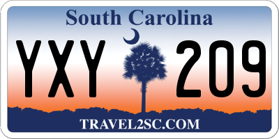 SC license plate YXY209