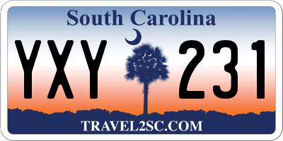 SC license plate YXY231