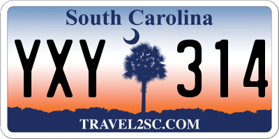 SC license plate YXY314