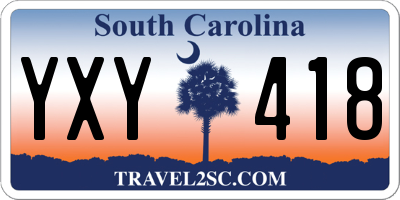 SC license plate YXY418