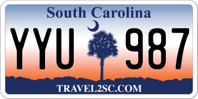 SC license plate YYU987