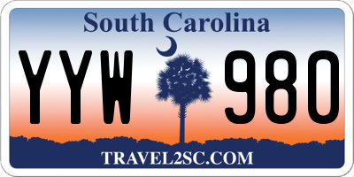 SC license plate YYW980