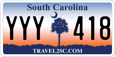 SC license plate YYY418