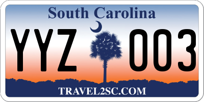 SC license plate YYZ003