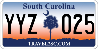 SC license plate YYZ025