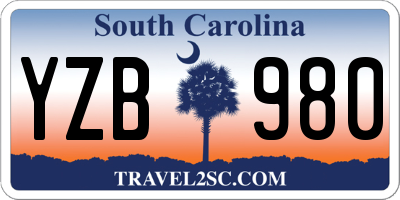 SC license plate YZB980