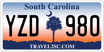 SC license plate YZD980