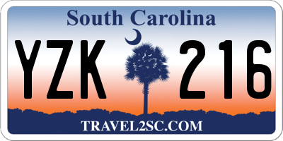 SC license plate YZK216