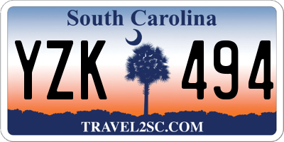 SC license plate YZK494