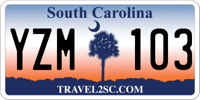 SC license plate YZM103