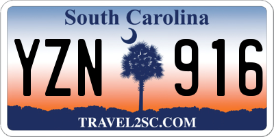 SC license plate YZN916