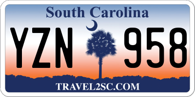 SC license plate YZN958