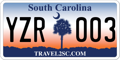 SC license plate YZR003