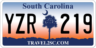 SC license plate YZR219