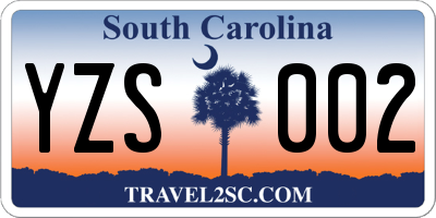 SC license plate YZS002