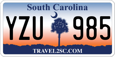 SC license plate YZU985