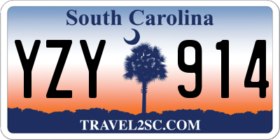 SC license plate YZY914