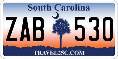 SC license plate ZAB530