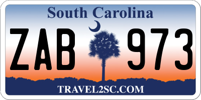 SC license plate ZAB973