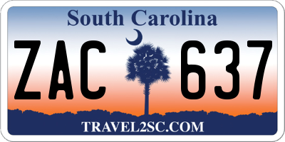 SC license plate ZAC637